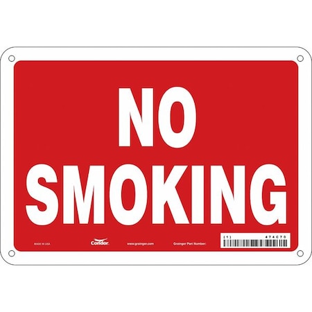 No Header, No Smoking, 10 in W x 7 in H, Vertical Rectangle, Fiberglass MPN:474C70