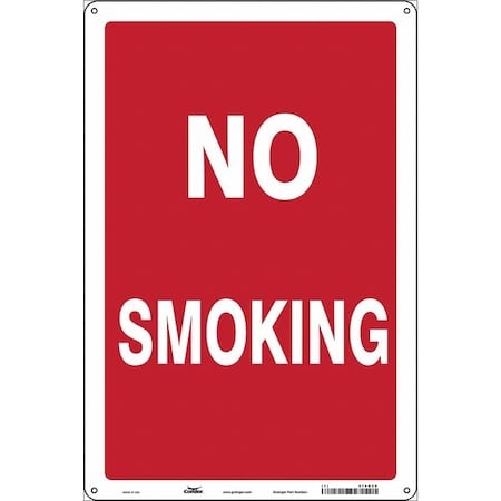 No Header, No Smoking, 12 in W x 18 in H, Vertical Rectangle, Aluminum MPN:474D20