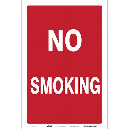 No Header, No Smoking, 12 in W x 18 in H, Vertical Rectangle, Vinyl MPN:474D22