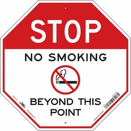 No Header, No Smoking Beyond This Point, 24 in W x 24 in H, Square, Aluminum MPN:474G08