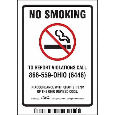 Safety Sign, 5 in H, 3 1/2 in W, Vinyl, Vertical Rectangle, English, 474J16 MPN:474J16