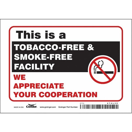 Safety Sign, 5 in H, 7 in W, Vinyl, Horizontal Rectangle, English, 474L26 MPN:474L26