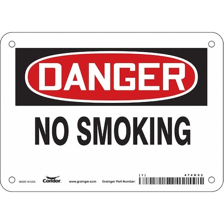 Safety Sign, 5 in H, 7 in W, Vinyl, Horizontal Rectangle, English, 474N92 MPN:474N92