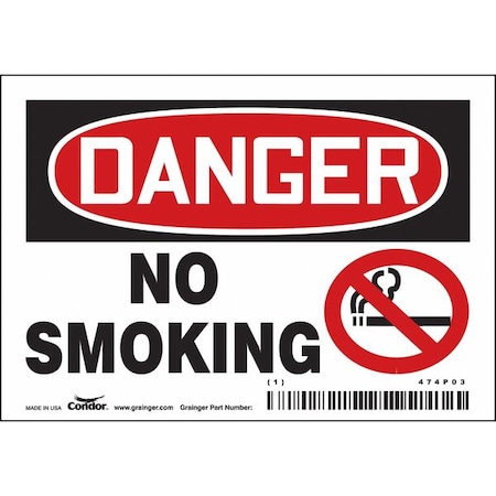 Safety Sign, 3 1/2 in H, 5 in W, Vinyl, Horizontal Rectangle, English, 474P03 MPN:474P03