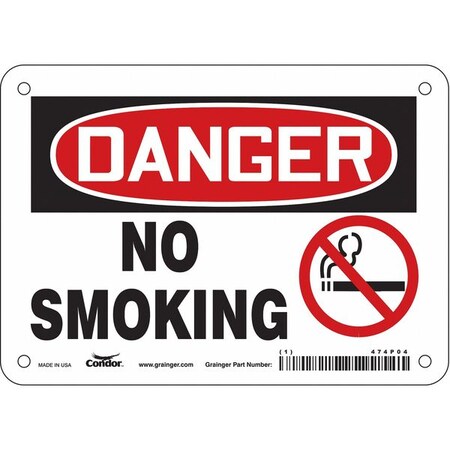 Safety Sign, 5 in H, 7 in W, Vinyl, Horizontal Rectangle, English, 474P04 MPN:474P04