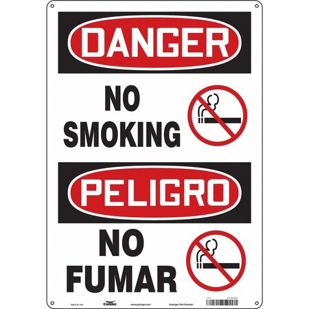 Safety Sign, 20 in H, 14 in W, Polyethylene, Vertical Rectangle, English, Spanish, 474P44 MPN:474P44