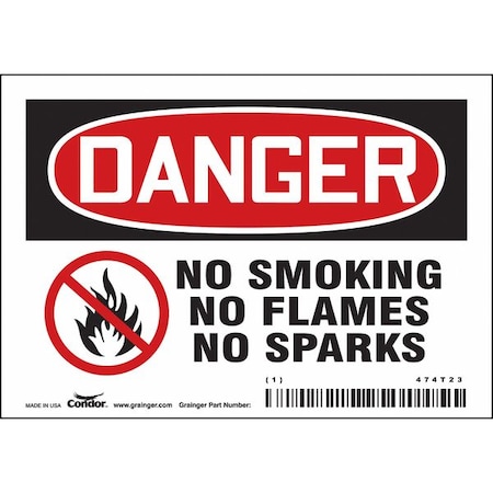 Safety Sign, 3 1/2 in H, 5 in W, Vinyl, Horizontal Rectangle, English, 474T23 MPN:474T23