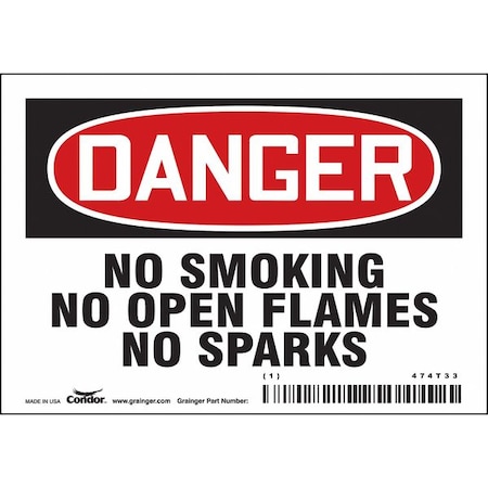 Safety Sign, 3 1/2 in H, 5 in W, Vinyl, Horizontal Rectangle, English, 474T33 MPN:474T33