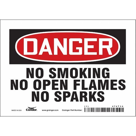 Safety Sign, 5 in H, 7 in W, Vinyl, Horizontal Rectangle, English, 474T34 MPN:474T34