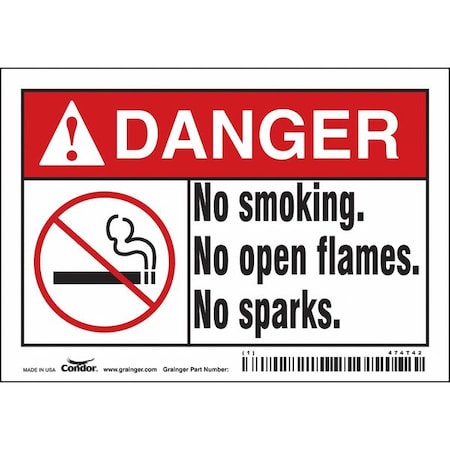 Safety Sign, 3 1/2 in H, 5 in W, Vinyl, Horizontal Rectangle, English, 474T42 MPN:474T42
