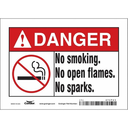 Safety Sign, 5 in H, 7 in W, Vinyl, Horizontal Rectangle, English, 474T43 MPN:474T43