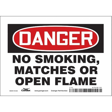 Safety Sign, 5 in H, 7 in W, Vinyl, Horizontal Rectangle, English, 474U10 MPN:474U10