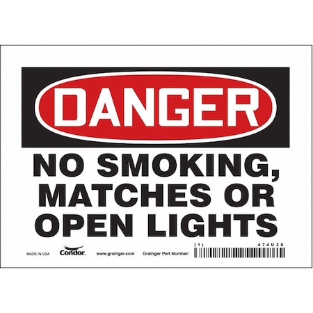 Safety Sign, 5 in H, 7 in W, Vinyl, Horizontal Rectangle, English, 474U28 MPN:474U28