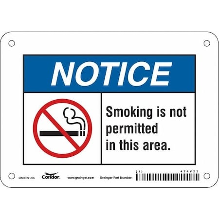 Safety Sign, 5 in H, 7 in W, Vinyl, Horizontal Rectangle, English, 474V23 MPN:474V23