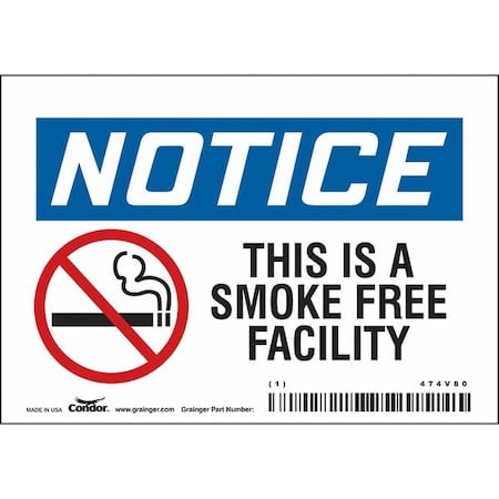 Safety Sign, 3 1/2 in H, 5 in W, Vinyl, Horizontal Rectangle, English, 474V80 MPN:474V80