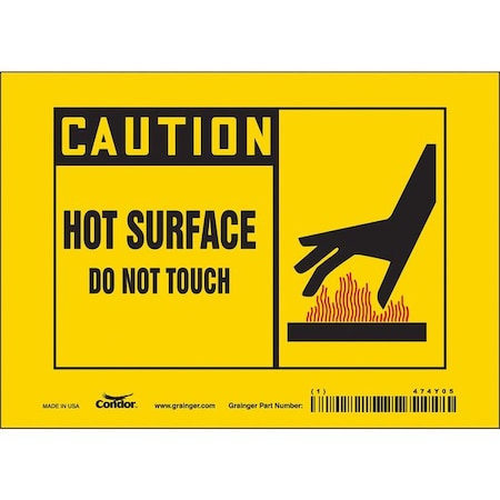 Danger Sign, 5 in H, 7 in W, Vinyl, Horizontal Rectangle, English, 474Y05 MPN:474Y05