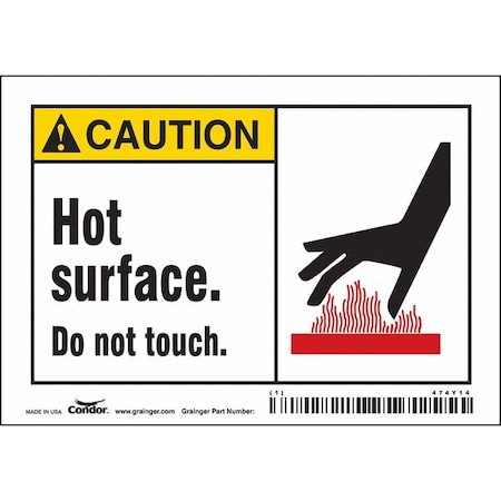 Danger Sign, 3 1/2 in H, 5 in W, Vinyl, Horizontal Rectangle, English, 474Y14 MPN:474Y14