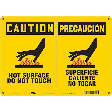 Danger Sign, 10 in H, 14 in W, Aluminum, Horizontal Rectangle, English, Spanish, 474Y24 MPN:474Y24