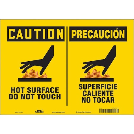 Danger Sign, 10 in H, 14 in W, Vinyl, Horizontal Rectangle, English, Spanish, 474Y28 MPN:474Y28