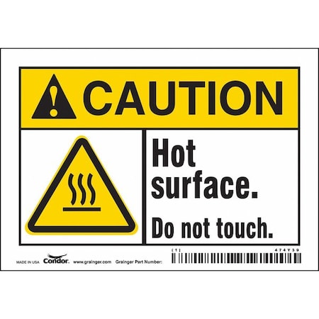 Danger Sign, 3 1/2 in H, 5 in W, Vinyl, Horizontal Rectangle, English, 474Y39 MPN:474Y39