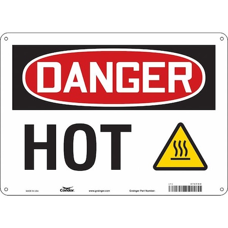 Danger Sign, 10 in H, 14 in W, Aluminum, Horizontal Rectangle, English, 474Y88 MPN:474Y88