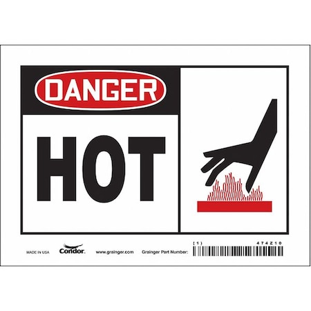 Danger Sign, 5 in H, 7 in W, Vinyl, Horizontal Rectangle, English, 474Z10 MPN:474Z10