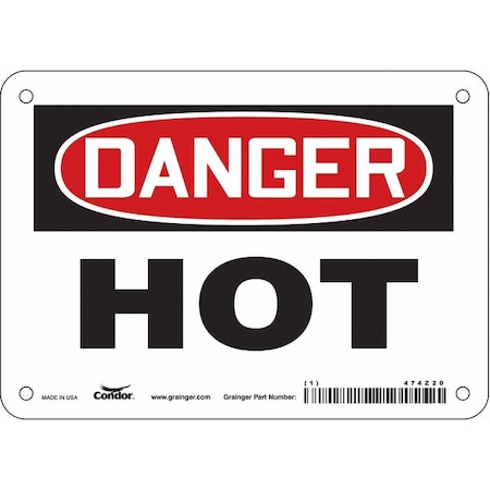 Danger Sign, 5 in H, 7 in W, Vinyl, Horizontal Rectangle, English, 474Z20 MPN:474Z20