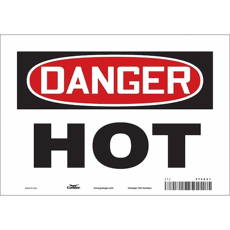 Danger Sign, 7 in H, 10 in W, Vinyl, Vertical Rectangle, English, 474Z21 MPN:474Z21