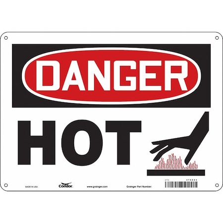 Danger Sign, 10 in H, 14 in W, Aluminum, Horizontal Rectangle, English, 474Z24 MPN:474Z24
