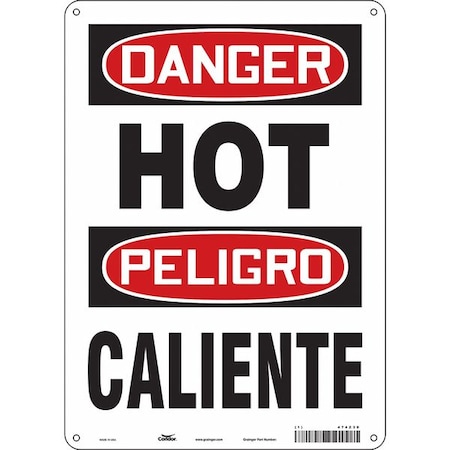 Safety Sign, 14 in Height, 10 in Width, Aluminum, Vertical Rectangle, English, Spanish, 474Z30 MPN:474Z30