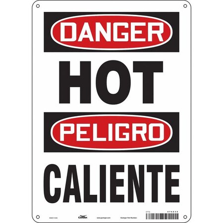 Safety Sign, 14 in Height, 10 in Width, Polyethylene, Vertical Rectangle, English, Spanish, 474Z32 MPN:474Z32