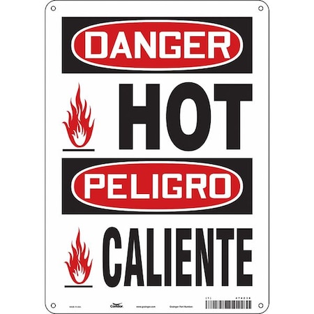 Safety Sign, 14 in H, 10 in W, Aluminum, Vertical Rectangle, English, Spanish, 474Z36 MPN:474Z36