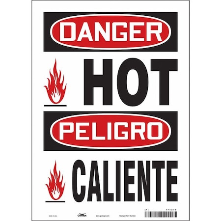 Safety Sign, 14 in Height, 10 in Width, Vinyl, Vertical Rectangle, English, Spanish, 474Z40 MPN:474Z40