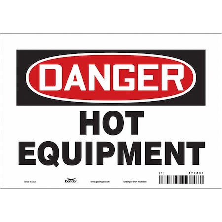 Danger Sign, 7 in H, 10 in W, Vinyl, Vertical Rectangle, English, 474Z51 MPN:474Z51