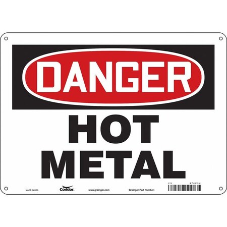 Danger Sign, 10 in H, 14 in W, Aluminum, Horizontal Rectangle, English, 474Z54 MPN:474Z54