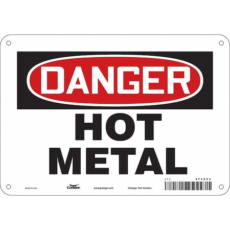 Safety Sign, 7 in Height, 10 in Width, Polyethylene, Vertical Rectangle, English, 474Z55 MPN:474Z55
