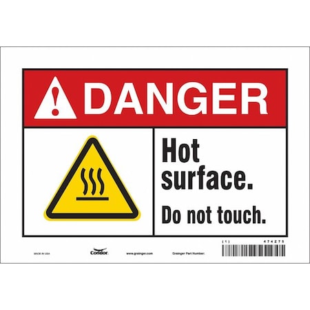Danger Sign, 7 in H, 10 in W, Vinyl, Vertical Rectangle, English, 474Z75 MPN:474Z75