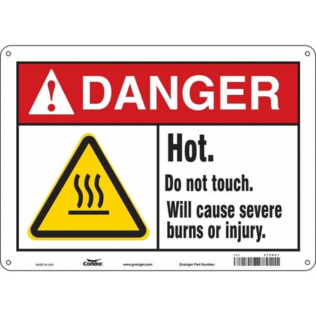 Danger Sign, 10 in H, 14 in W, Aluminum, Horizontal Rectangle, English, 475A01 MPN:475A01