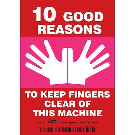 Safety Sign, 5 in Height, 3 1/2 in Width, Vinyl, Vertical Rectangle, English MPN:475A52