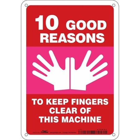 Safety Sign, 10 in Height, 7 in Width, Polyethylene, Horizontal Rectangle, English, 475A53 MPN:475A53