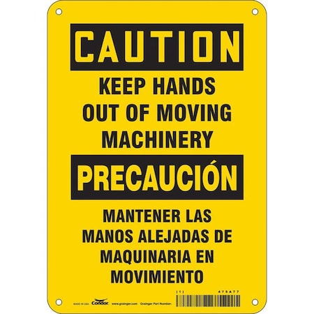 Safety Sign, 10 in Height, 7 in Width, Aluminum, Horizontal Rectangle, English, Spanish, 475A77 MPN:475A77
