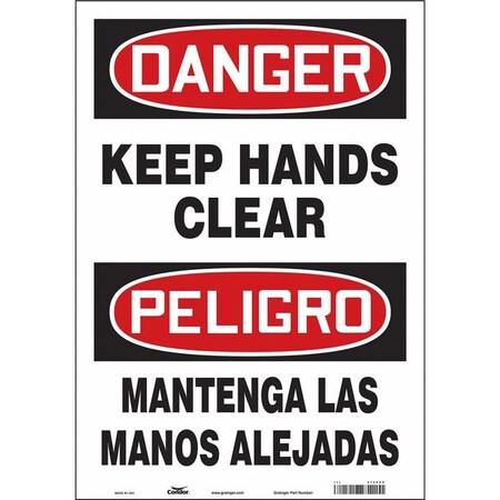 Safety Sign, 20 in Height, 14 in Width, Vinyl, Vertical Rectangle, English, Spanish MPN:475C69