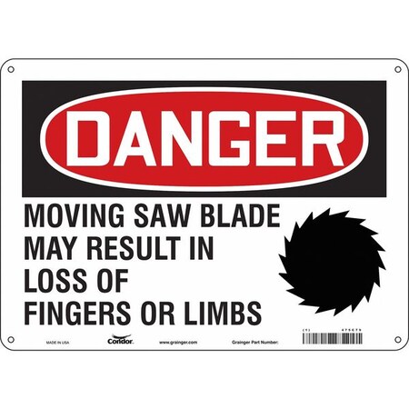 Safety Sign, 10 in Height, 14 in Width, Polyethylene, Horizontal Rectangle, English, 475C79 MPN:475C79