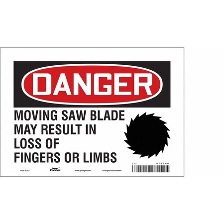 Safety Sign, 7 in Height, 10 in Width, Vinyl, Vertical Rectangle, English, 475C80 MPN:475C80