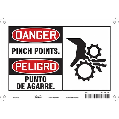 Safety Sign, 7 in Height, 10 in Width, Aluminum, Vertical Rectangle, English, Spanish, 475C94 MPN:475C94