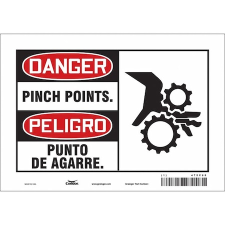 Safety Sign, 7 in Height, 10 in Width, Vinyl, Vertical Rectangle, English, Spanish, 475C98 MPN:475C98