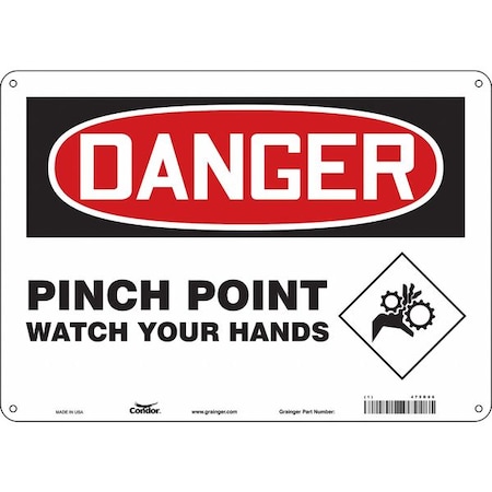 Safety Sign, 10 in Height, 14 in Width, Polyethylene, Horizontal Rectangle, English, 475D06 MPN:475D06
