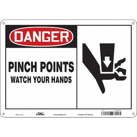 Safety Sign, 10 in Height, 14 in Width, Polyethylene, Horizontal Rectangle, English, 475D14 MPN:475D14