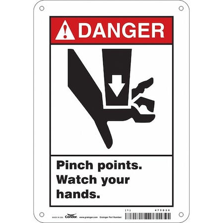 Safety Sign, 10 in Height, 7 in Width, Aluminum, Horizontal Rectangle, English, 475D26 MPN:475D26