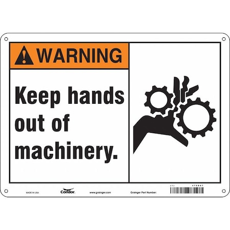 Safety Sign, 10 in Height, 14 in Width, Aluminum, Horizontal Rectangle, English, 475D67 MPN:475D67